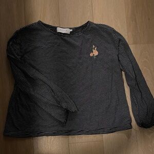 Striped Top with Floral Embroidery